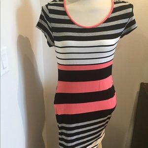 Asymmetrical striped dress
